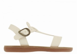 Kids' Ancient Greek Sandals Little Amber Soft Flat Sandals White | UKB6123WB