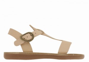 Kids' Ancient Greek Sandals Little Amber Soft Flat Sandals Beige | LYP4269CY