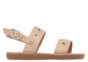 Kids' Ancient Greek Sandals Little Clio Eyelets Soft Casual Sandals Beige | CFL8325QF