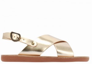 Kids' Ancient Greek Sandals Little Maria Soft Casual Sandals Gold White | ZCW3029ZS