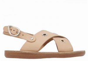 Kids' Ancient Greek Sandals Little Maria Eyelets Soft Casual Sandals Beige | IHE277YS