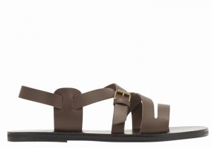 Men Ancient Greek Sandals Hercules Leather Casual Sandals Chocolate | TFS5163OR