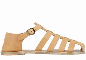 Men Ancient Greek Sandals Homer Fisherman Sandals Beige | WCJ9183MU