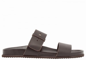 Men Ancient Greek Sandals Kimon Slide Sandals Chocolate | UDN6851WX