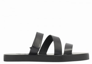 Men Ancient Greek Sandals Morfeas Slide Sandals Black | DRL5956JW