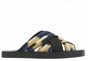 Men Ancient Greek Sandals Neoklis Slide Sandals Black Blue | NZT7915IK