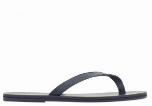 Men Ancient Greek Sandals Solon Leather Flip Flops Dark Blue | ORN1153CO