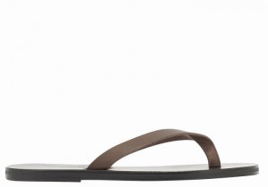 Men Ancient Greek Sandals Solon Leather Flip Flops Chocolate | FZO8776LM