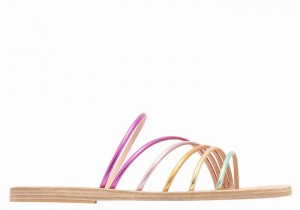 Women Ancient Greek Sandals Adriani Slide Sandals Gold Purple | EYV8439OH