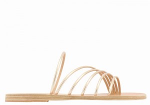 Women Ancient Greek Sandals Adriani Slide Sandals Gold White | YVW6678TJ