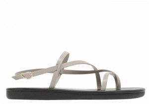 Women Ancient Greek Sandals Alethea Back-Strap Sandals Grey Brown | JKI6021JN