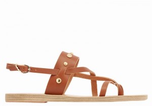 Women Ancient Greek Sandals Alethea Bee Back-Strap Sandals Dark Brown | BTL4949VM