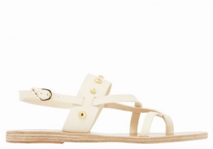 Women Ancient Greek Sandals Alethea Bee Back-Strap Sandals White | ECD3499II