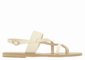 Women Ancient Greek Sandals Alethea Leather Back-Strap Sandals White | UQJ6629NY