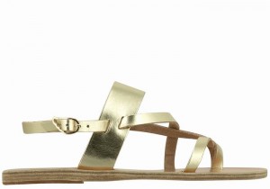 Women Ancient Greek Sandals Alethea Leather Back-Strap Sandals Gold White | PCL8836HQ