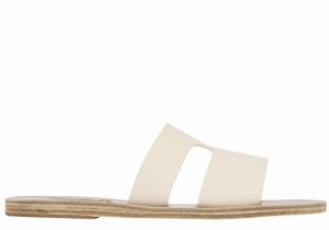 Women Ancient Greek Sandals Apteros Slide Sandals White | WUZ9540FI