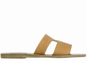 Women Ancient Greek Sandals Apteros Slide Sandals Beige | QKC1689XP