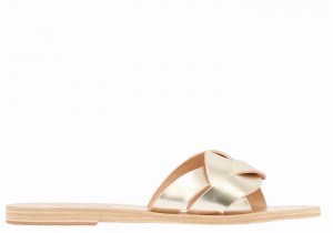 Women Ancient Greek Sandals Arachne Slide Sandals Gold White | SKU166SS