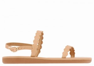 Women Ancient Greek Sandals Aroula Back-Strap Sandals Beige | FWF9062UP