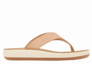 Women Ancient Greek Sandals Charys Comfort Flip Flops Beige | YTU3522AV