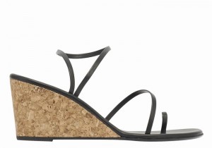 Women Ancient Greek Sandals Chora Mid Wedge Sandals Black | PZH8329CO