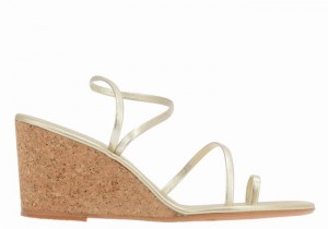 Women Ancient Greek Sandals Chora Mid Wedge Sandals Gold White | LYM4197FF