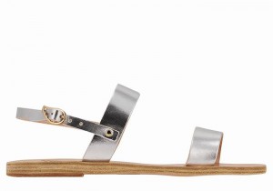 Women Ancient Greek Sandals Clio Back-Strap Sandals Silver | KIF25100TR