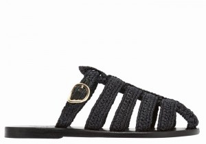 Women Ancient Greek Sandals Cosmia Fisherman Sandals Black | YZW7226CP