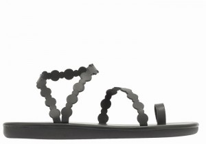 Women Ancient Greek Sandals Cronos Toe-Post Sandals Black | CCW5679SX