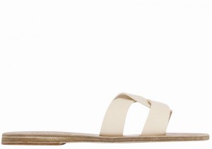 Women Ancient Greek Sandals Desmos Slide Sandals White | YYW2853JB