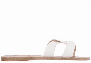 Women Ancient Greek Sandals Desmos Slide Sandals White | LYD2213YI