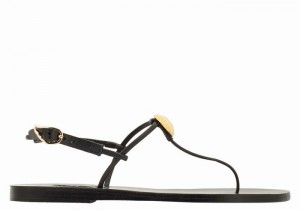 Women Ancient Greek Sandals Dimitra Flip Flop Back-Strap Sandals Black | BPG5452RO