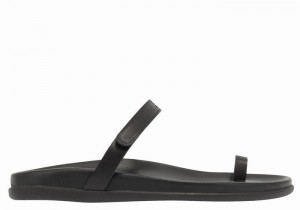 Women Ancient Greek Sandals Dokos Toe-Post Sandals Black | WUH2786YU