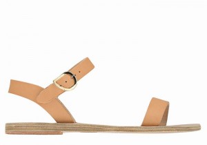 Women Ancient Greek Sandals Drama New Leather Casual Sandals Beige | UTT2140SP