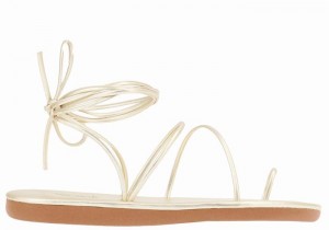 Women Ancient Greek Sandals Du Toe-Post Sandals Gold White | QPS4190JN