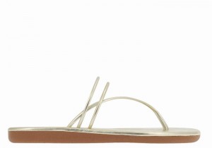 Women Ancient Greek Sandals E Flip Flops Gold White | YMY865EZ