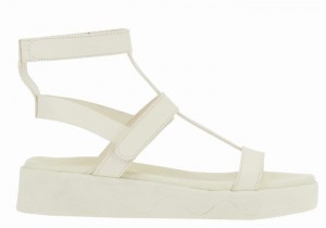 Women Ancient Greek Sandals Efrosini Leather Platform Sandals White | HJN2141IA