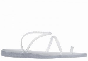 Women Ancient Greek Sandals Eleftheria Braided Sandals Grey Silver | OOG873DO