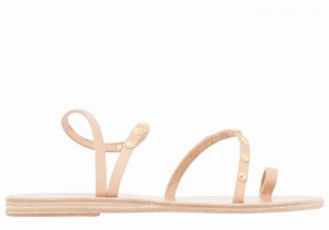 Women Ancient Greek Sandals Eleftheria Bee Toe-Post Sandals Beige | CAL4061AQ