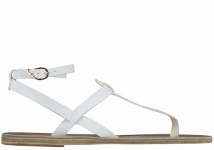 Women Ancient Greek Sandals Estia Leather Ankle Strap Sandals White | LER3681EK