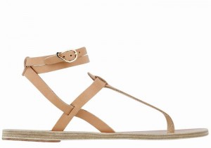 Women Ancient Greek Sandals Estia Leather Ankle Strap Sandals Beige | JGL2868SL