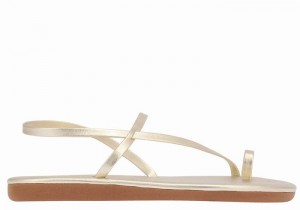 Women Ancient Greek Sandals Euterpe Toe-Post Sandals Gold White | QSQ3816GQ