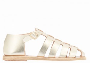 Women Ancient Greek Sandals Homeria Fisherman Sandals Gold White | XOI9917HY