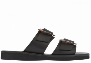 Women Ancient Greek Sandals Iaso Slide Sandals Black | GFP116GX