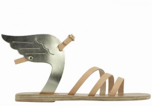 Women Ancient Greek Sandals Ikaria Leather Ankle Strap Sandals Beige Gold White | HJX3452IS