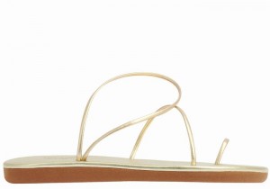 Women Ancient Greek Sandals Kansiz Toe-Post Sandals Gold White | MRF9972EF