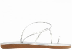 Women Ancient Greek Sandals Kansiz Toe-Post Sandals Silver | VUG8040FG