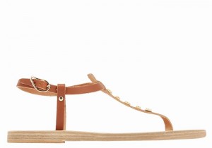 Women Ancient Greek Sandals Lito Bee Back-Strap Sandals Dark Brown | LHC5077LO