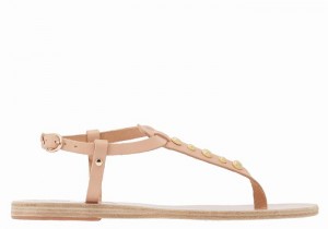 Women Ancient Greek Sandals Lito Bee Back-Strap Sandals Beige | OAF635OZ