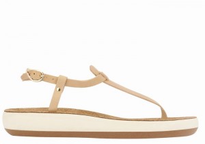 Women Ancient Greek Sandals Lito Comfort Back-Strap Sandals Beige | AWU6651NB